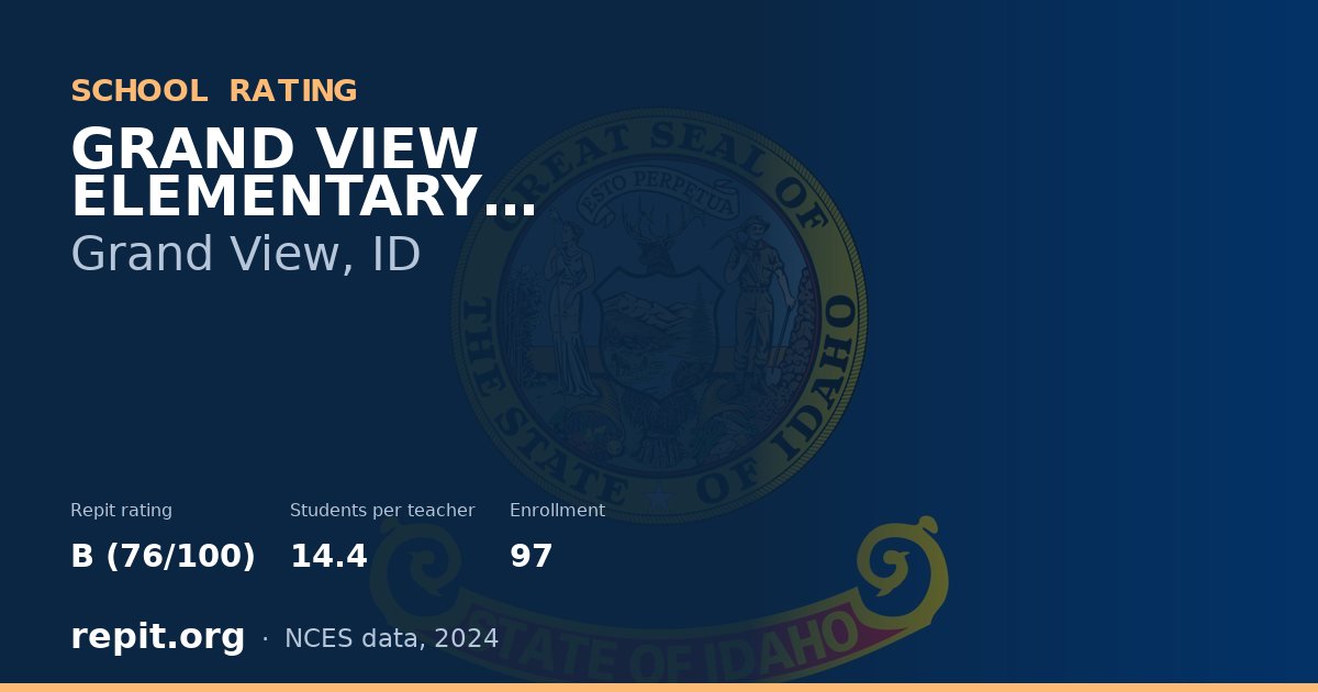 GRAND VIEW ELEMENTARY SCHOOL, Grand View, ID — Repit school rating B (76/100)