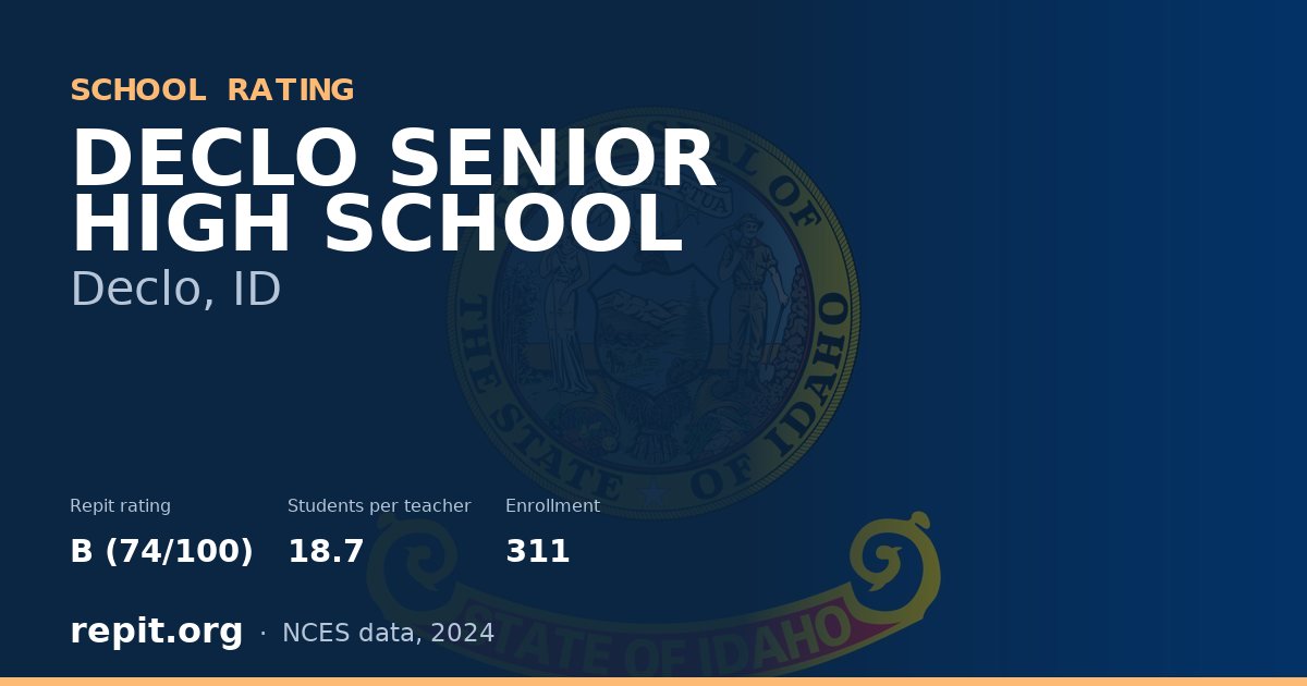 DECLO SENIOR HIGH SCHOOL, Declo, ID — Repit school rating B (74/100)