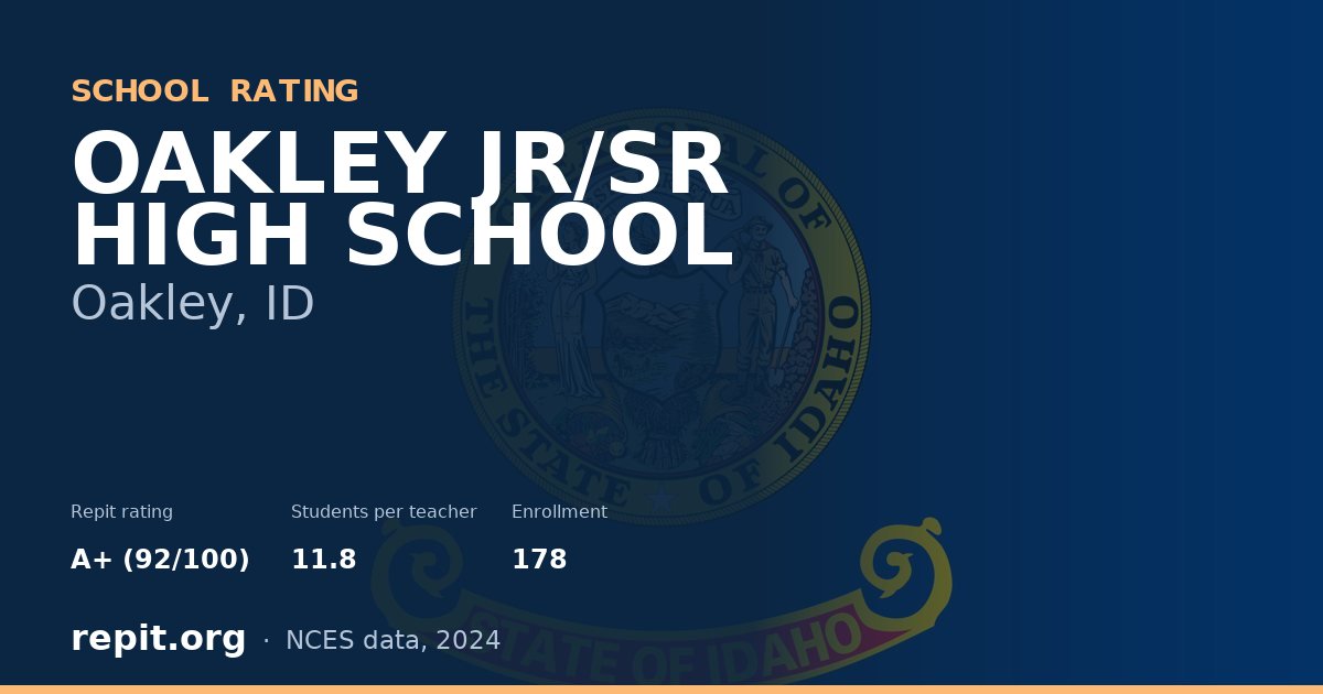 OAKLEY JR/SR HIGH SCHOOL, Oakley, ID — Repit school rating A+ (92/100)