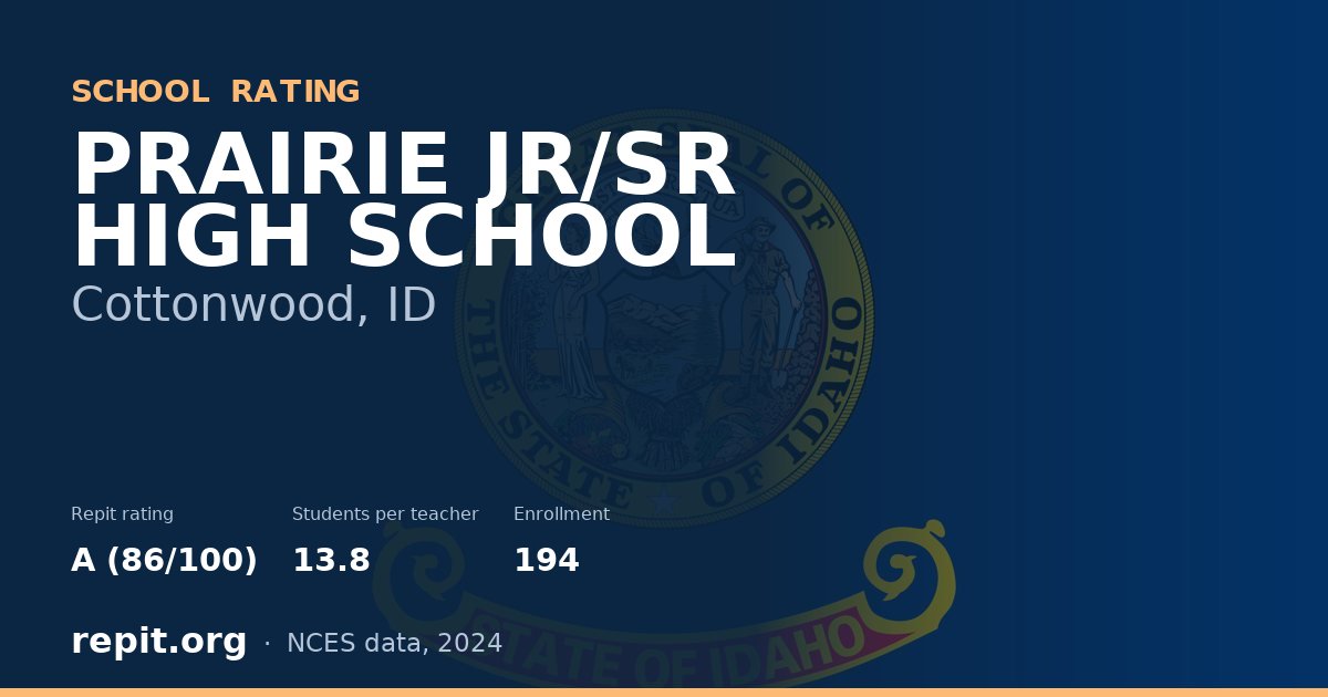 PRAIRIE JR/SR HIGH SCHOOL, Cottonwood, ID — Repit school rating A (86/100)