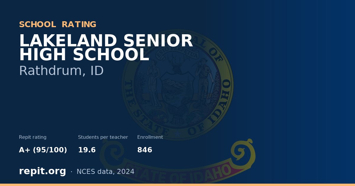 LAKELAND SENIOR HIGH SCHOOL, Rathdrum, ID — Repit school rating A+ (95/100)