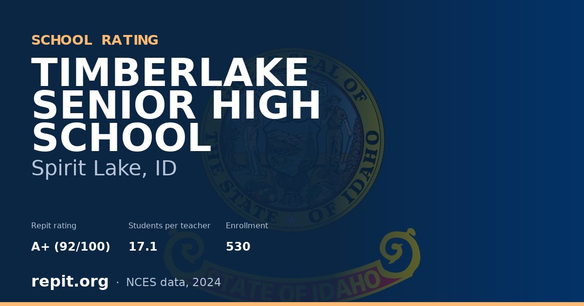 TIMBERLAKE SENIOR HIGH SCHOOL, Spirit Lake, ID — Repit school rating A+ (92/100)