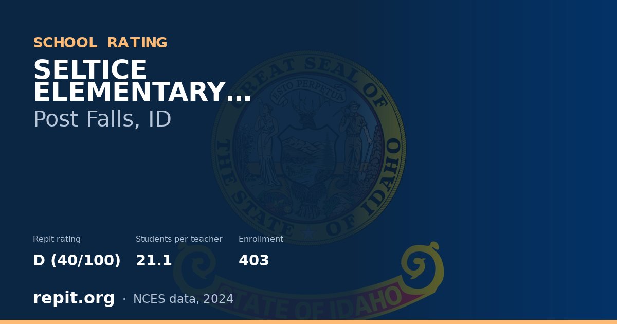 SELTICE ELEMENTARY SCHOOL, Post Falls, ID — Repit school rating D (40/100)