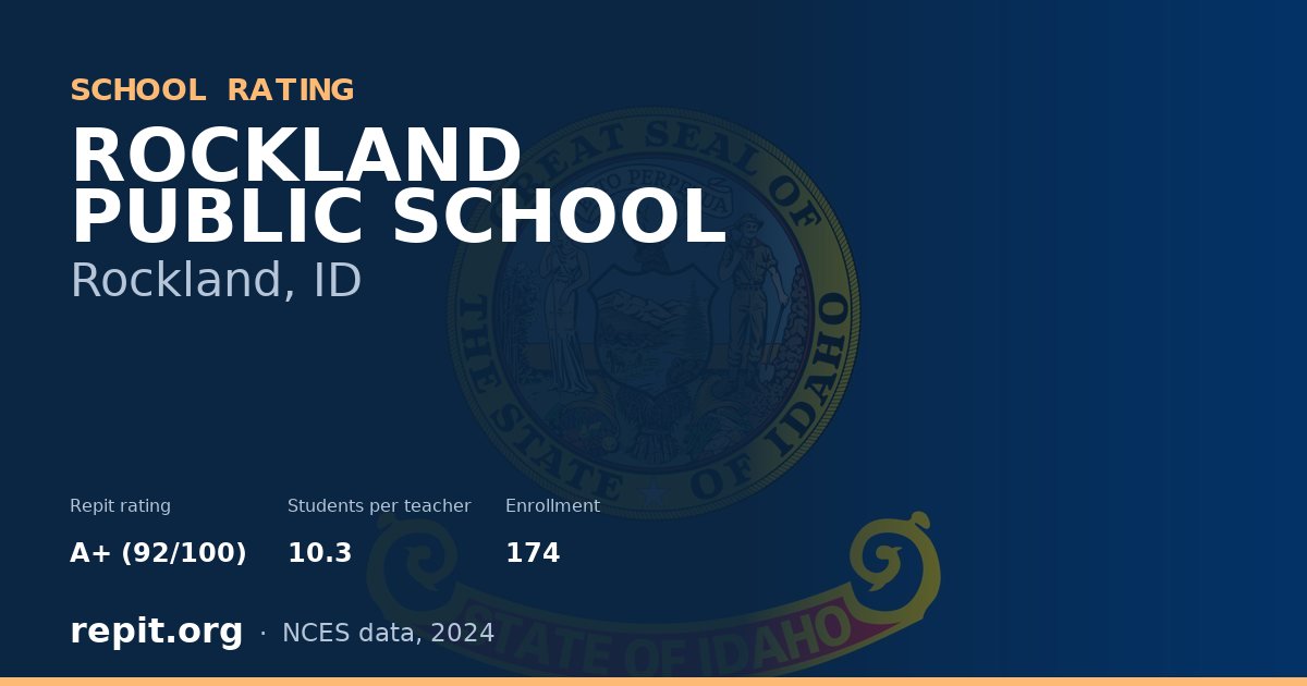 ROCKLAND PUBLIC SCHOOL, Rockland, ID — Repit school rating A+ (92/100)
