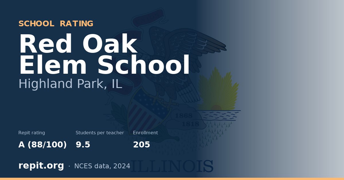 Red Oak Elem School, Highland Park, IL — Repit school rating A (88/100)