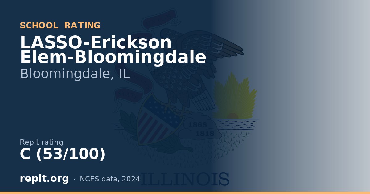 LASSO-Erickson Elem-Bloomingdale, Bloomingdale, IL — Repit school rating C (53/100)