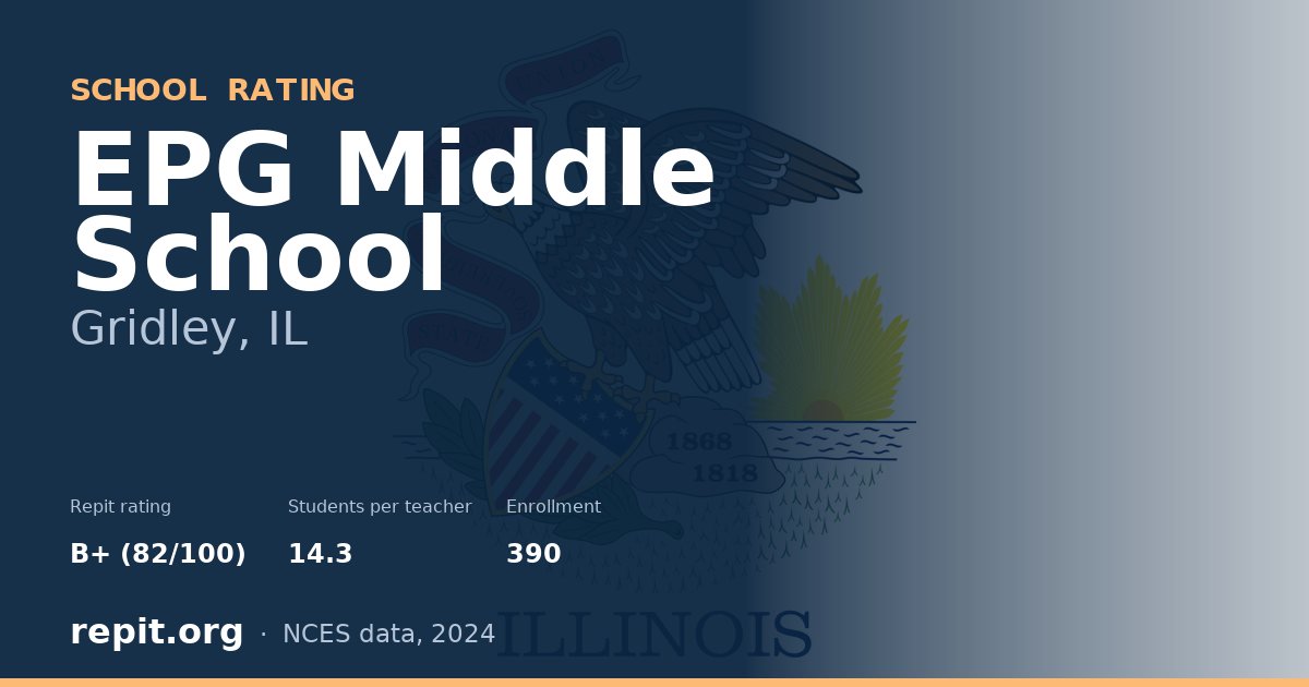 EPG Middle School, Gridley, IL — Repit school rating B+ (82/100)