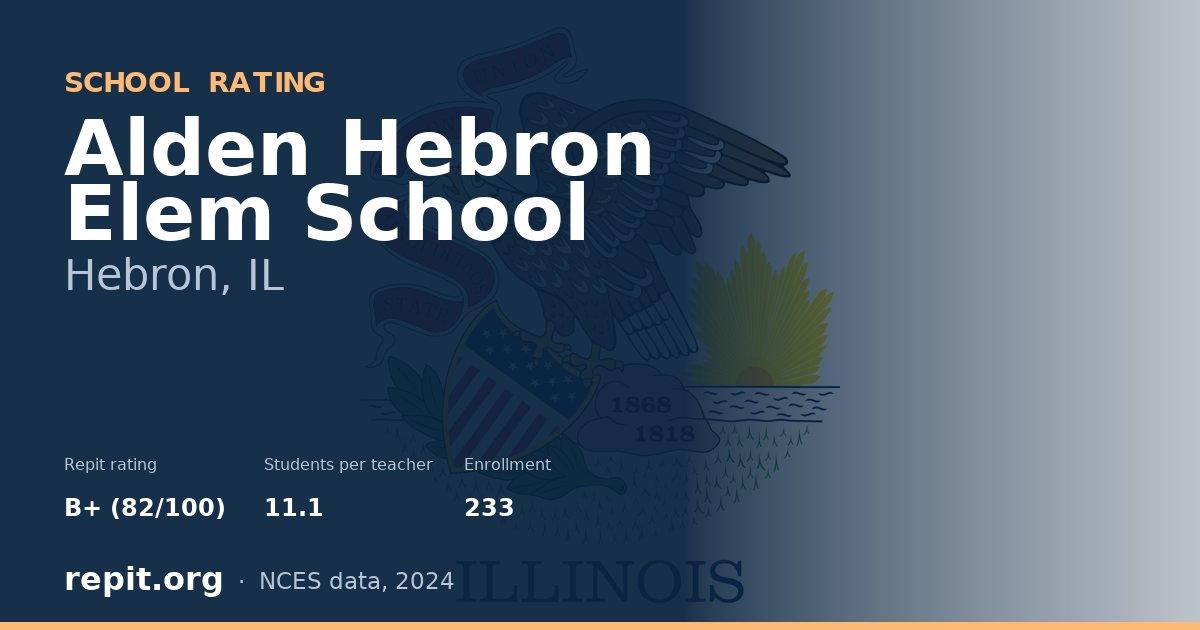Alden Hebron Elem School, Hebron, IL — Repit school rating B+ (82/100)