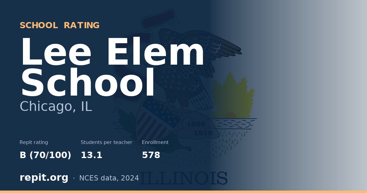 Lee Elem School, Chicago, IL — Repit school rating B (70/100)