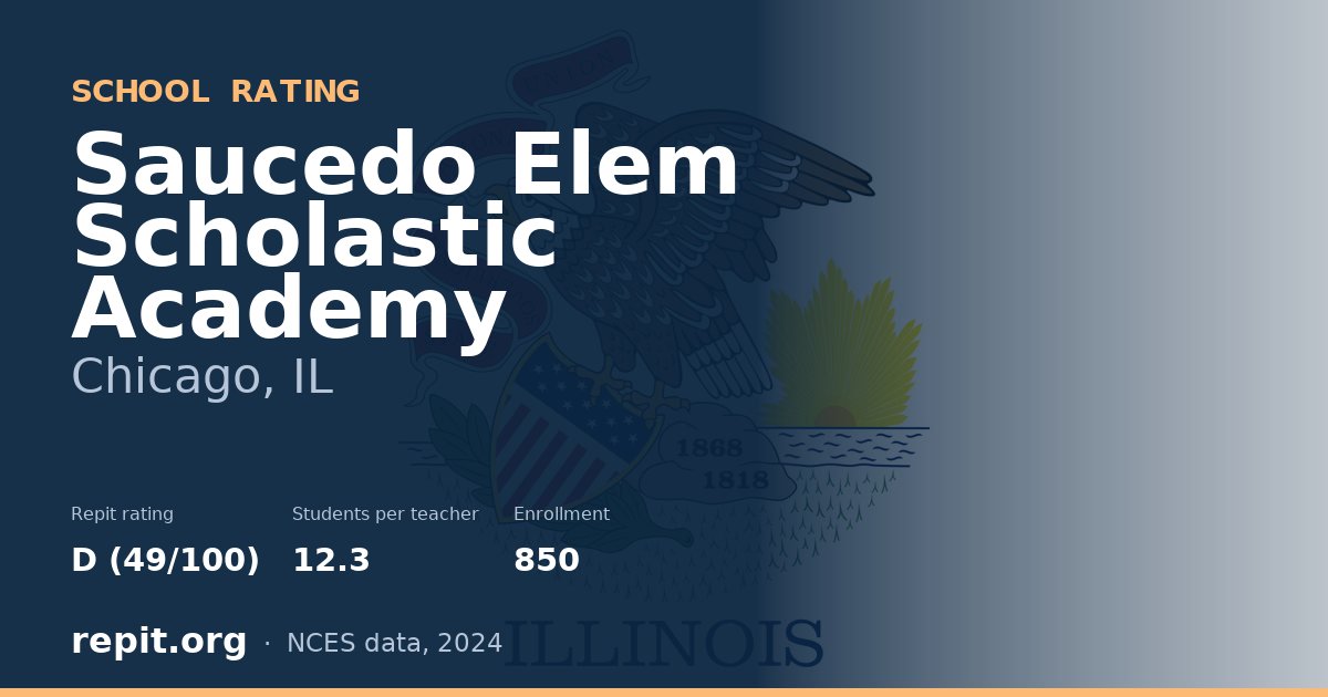 Saucedo Elem Scholastic Academy, Chicago, IL — Repit school rating D (49/100)