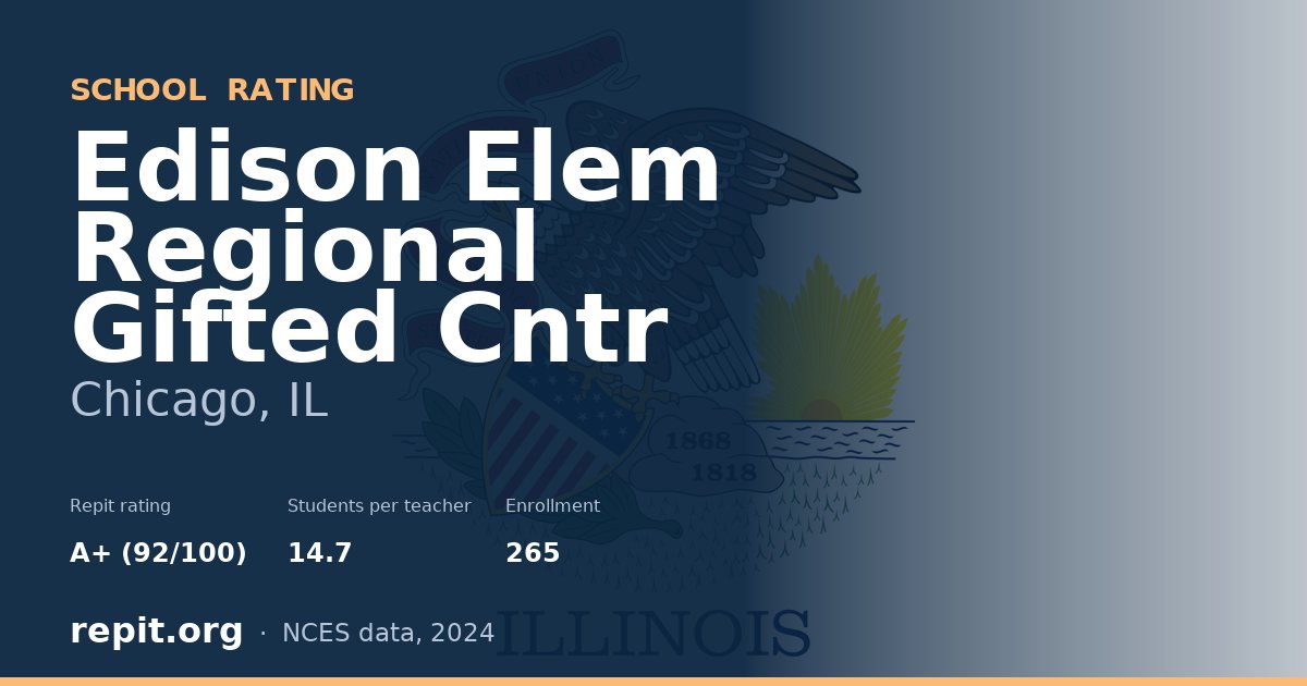 Edison Elem Regional Gifted Cntr, Chicago, IL — Repit school rating A+ (92/100)