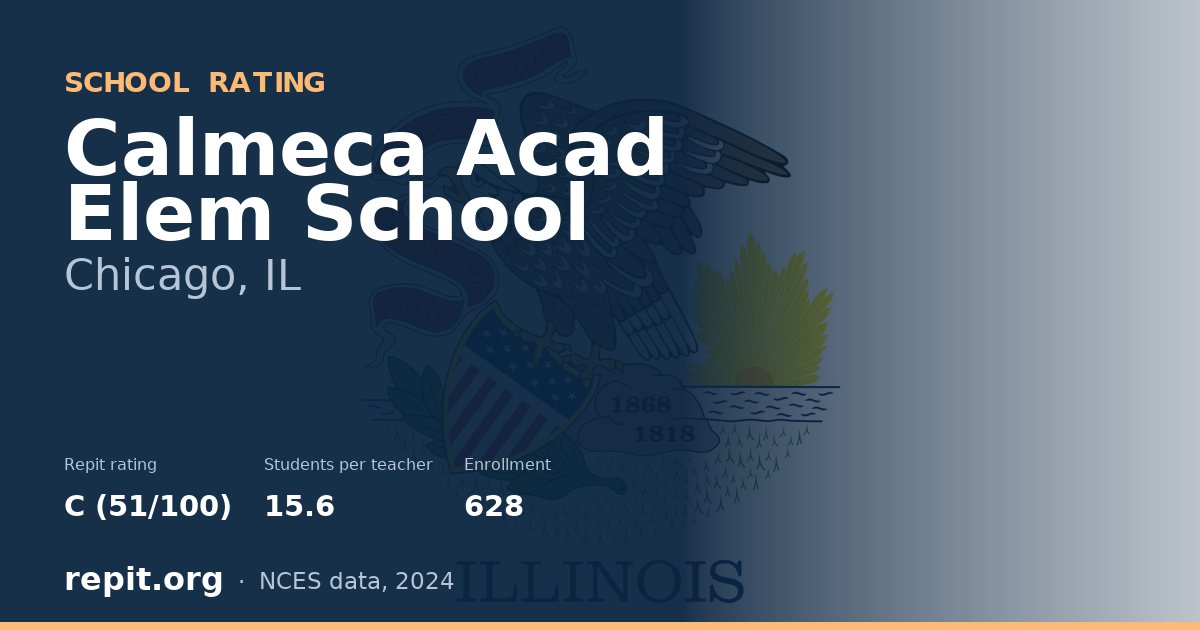 Calmeca Acad Elem School, Chicago, IL — Repit school rating C (51/100)