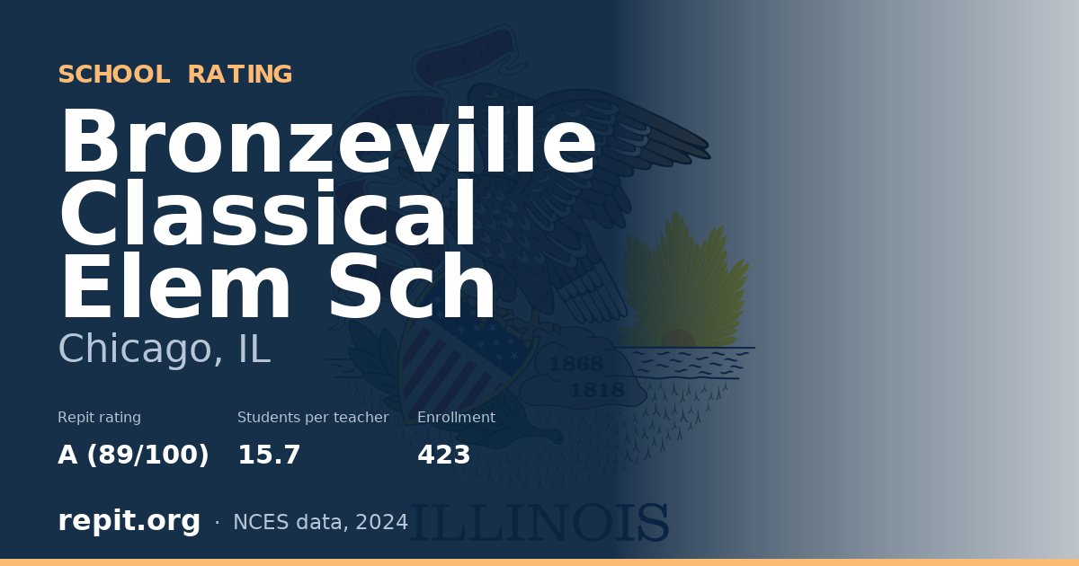 Bronzeville Classical Elem Sch, Chicago, IL — Repit school rating A (89/100)