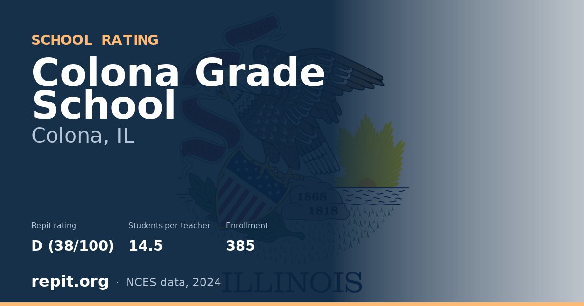 Colona Grade School, Colona, IL — Repit school rating D (38/100)