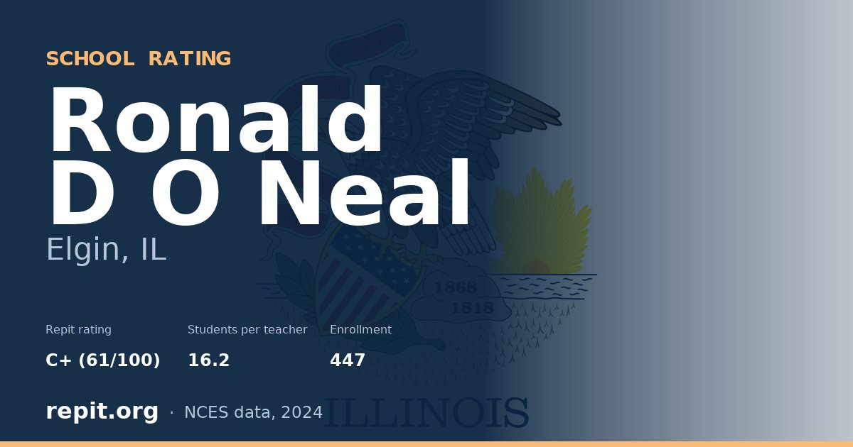 Ronald D O Neal, Elgin, IL — Repit school rating C+ (61/100)