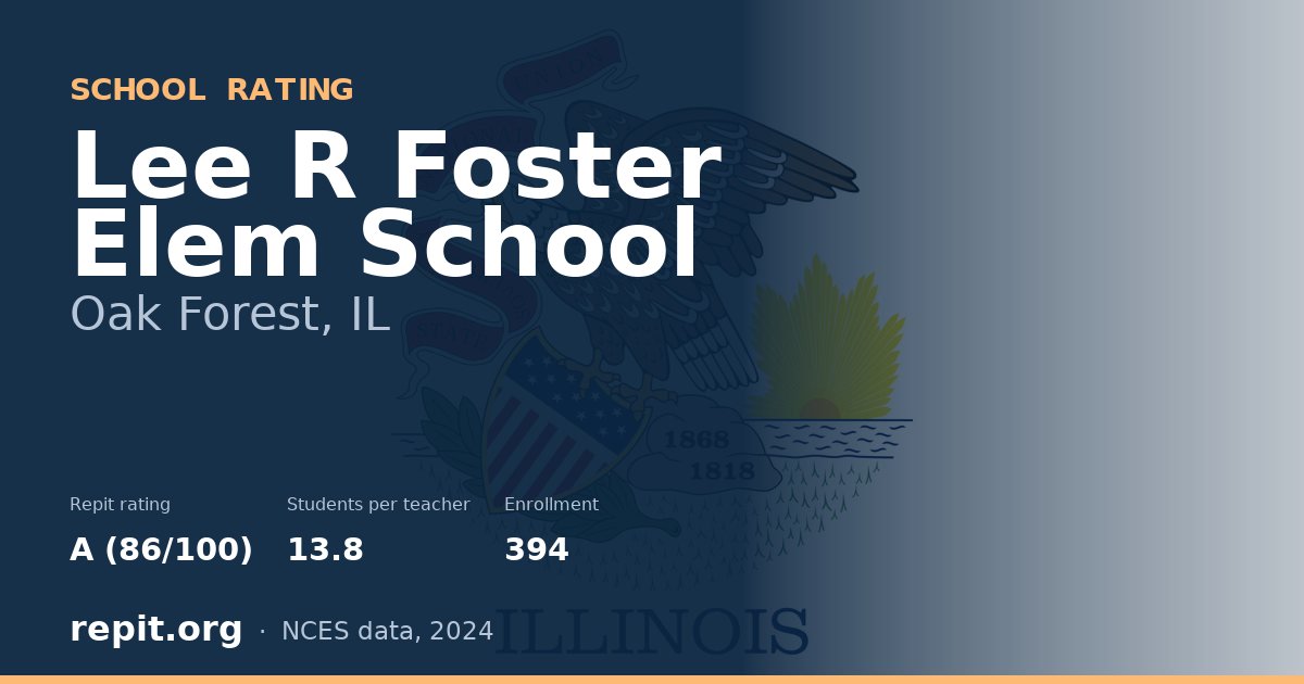 Lee R Foster Elem School, Oak Forest, IL — Repit school rating A (86/100)