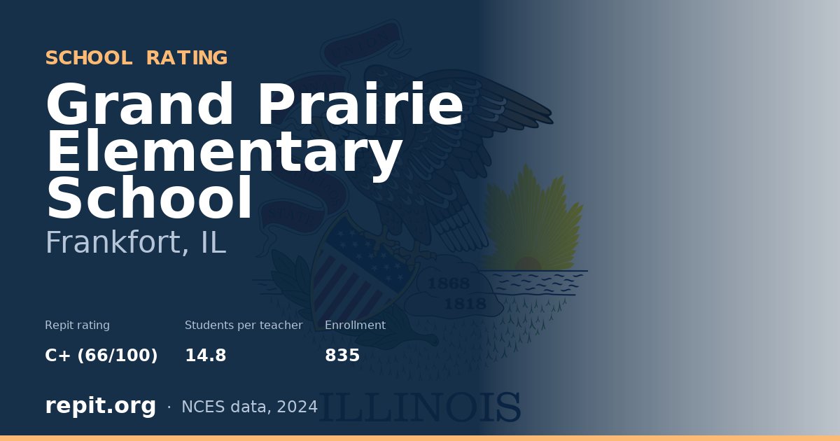 Grand Prairie Elementary School, Frankfort, IL — Repit school rating C+ (66/100)