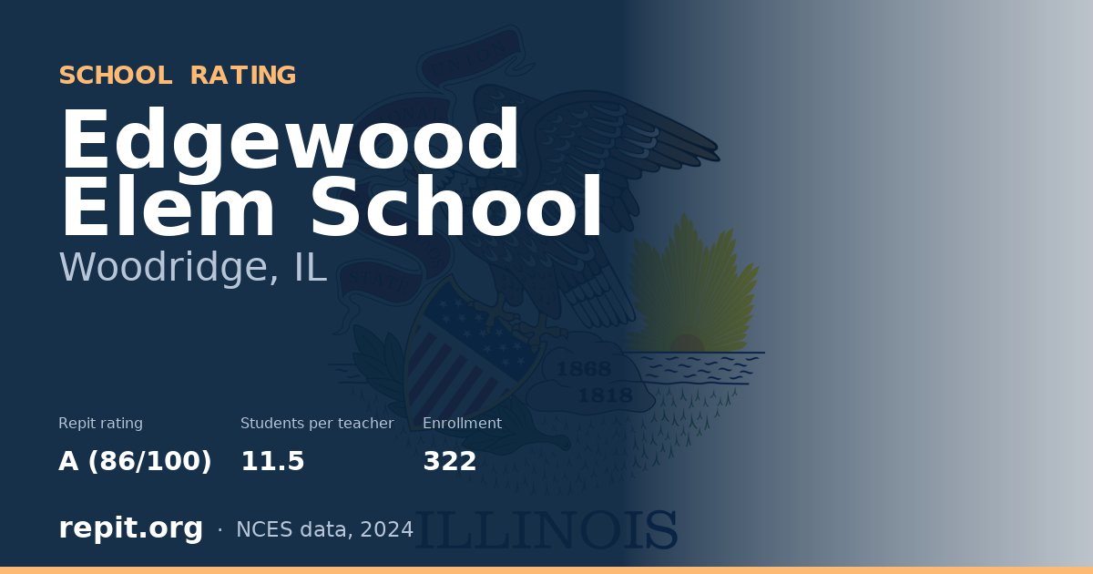 Edgewood Elem School, Woodridge, IL — Repit school rating A (86/100)