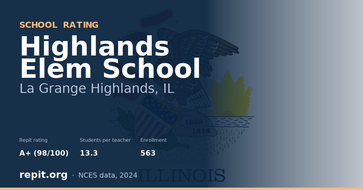Highlands Elem School, La Grange Highlands, IL — Repit school rating A+ (98/100)