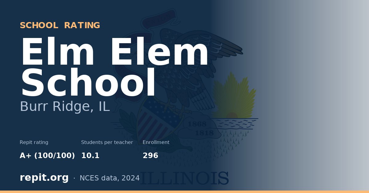 Elm Elem School, Burr Ridge, IL — Repit school rating A+ (100/100)