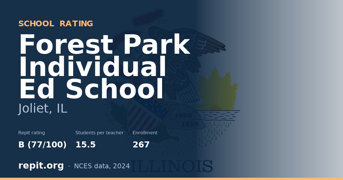 Forest Park Individual Ed School, Joliet, IL — Repit school rating B (77/100)
