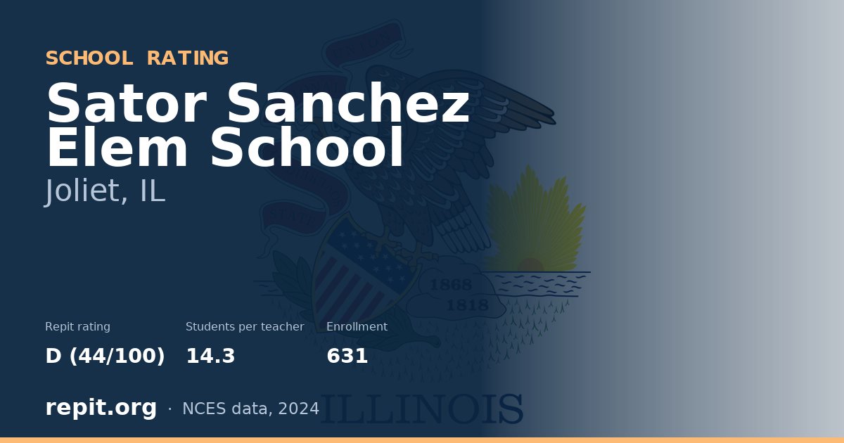 Sator Sanchez Elem School, Joliet, IL — Repit school rating D (44/100)