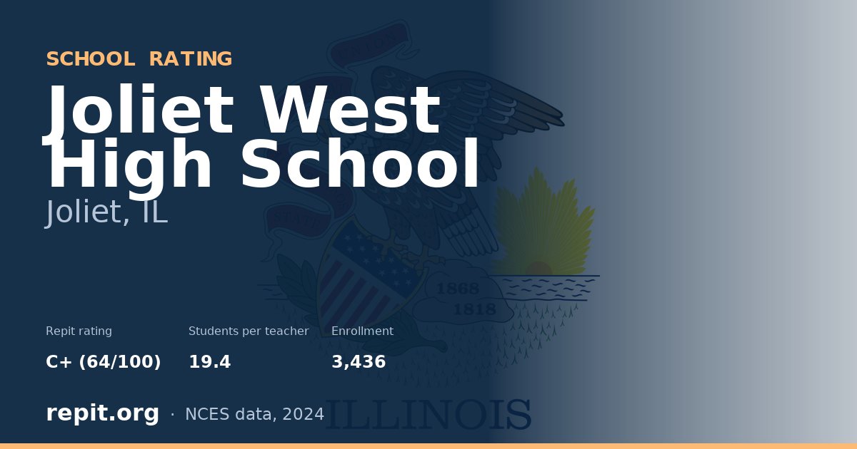 Joliet West High School, Joliet, IL — Repit school rating C+ (64/100)