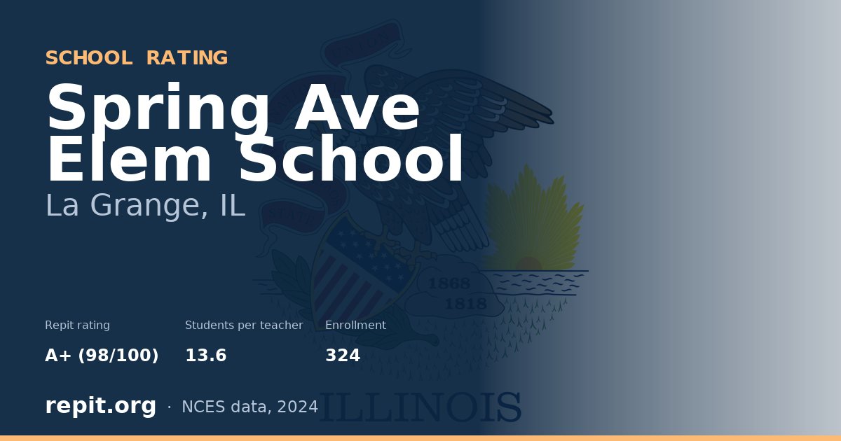 Spring Ave Elem School, La Grange, IL — Repit school rating A+ (98/100)