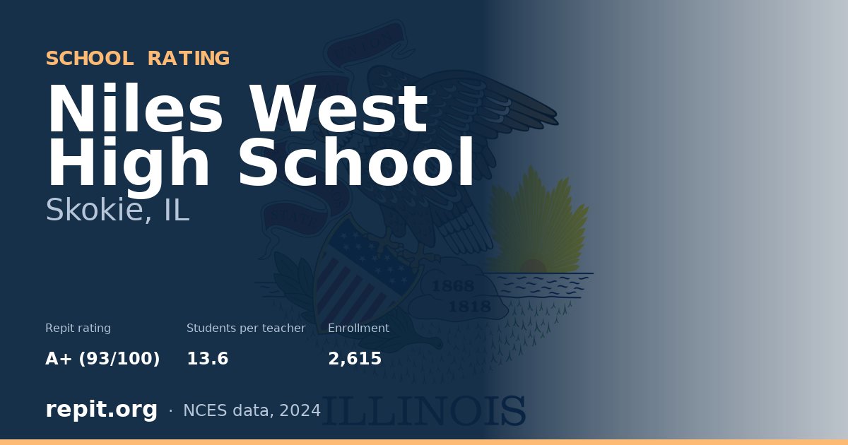 Niles West High School, Skokie, IL — Repit school rating A+ (93/100)