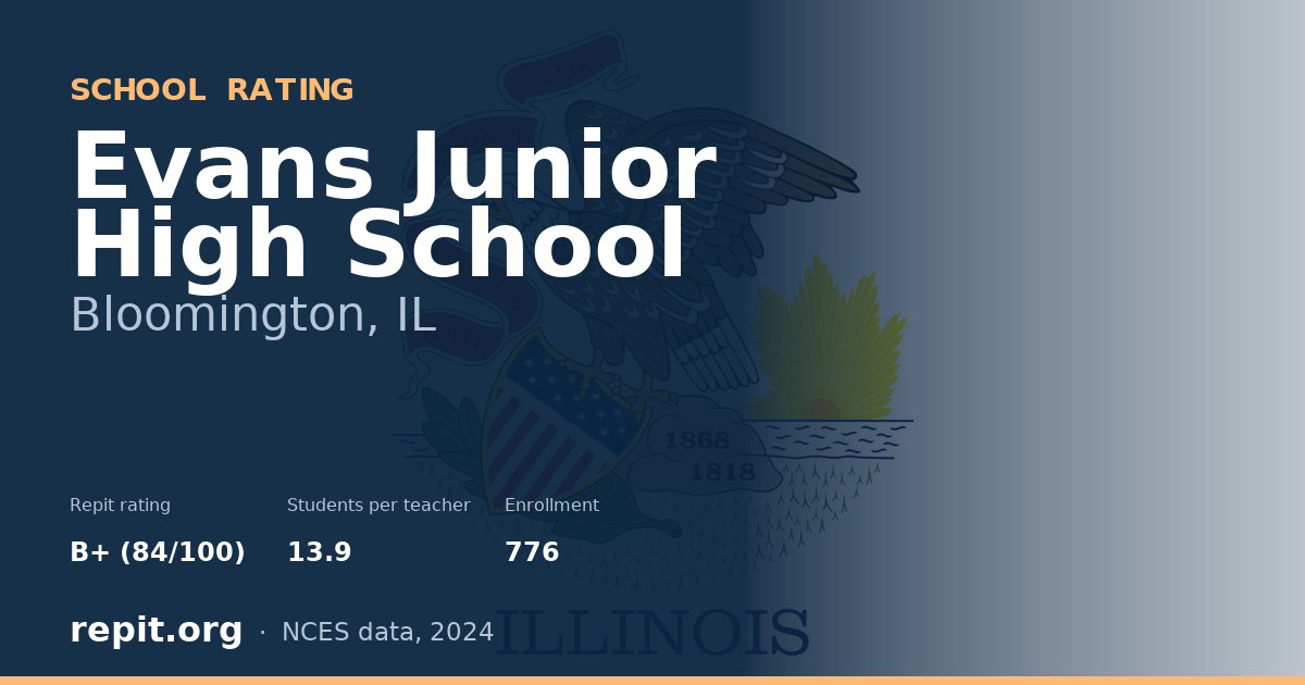 Evans Junior High School, Bloomington, IL — Repit school rating B+ (84/100)