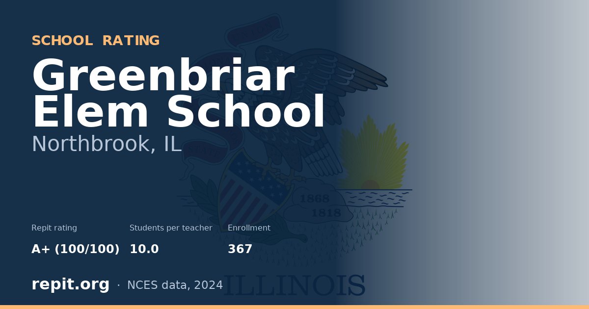 Greenbriar Elem School, Northbrook, IL — Repit school rating A+ (100/100)