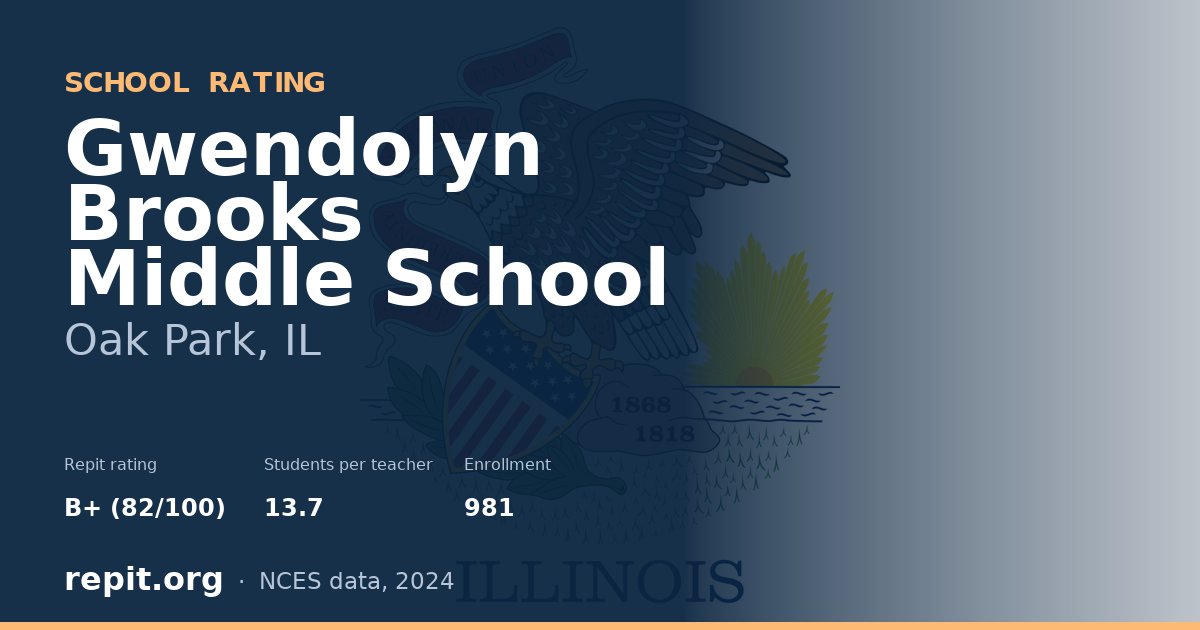 Gwendolyn Brooks Middle School, Oak Park, IL — Repit school rating B+ (82/100)