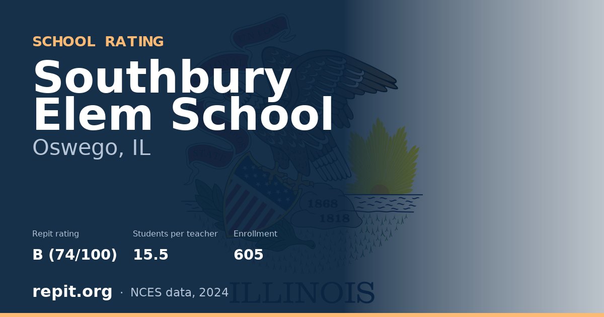 Southbury Elem School, Oswego, IL — Repit school rating B (74/100)