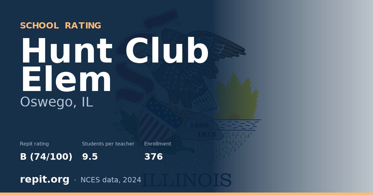 Hunt Club Elem, Oswego, IL — Repit school rating B (74/100)