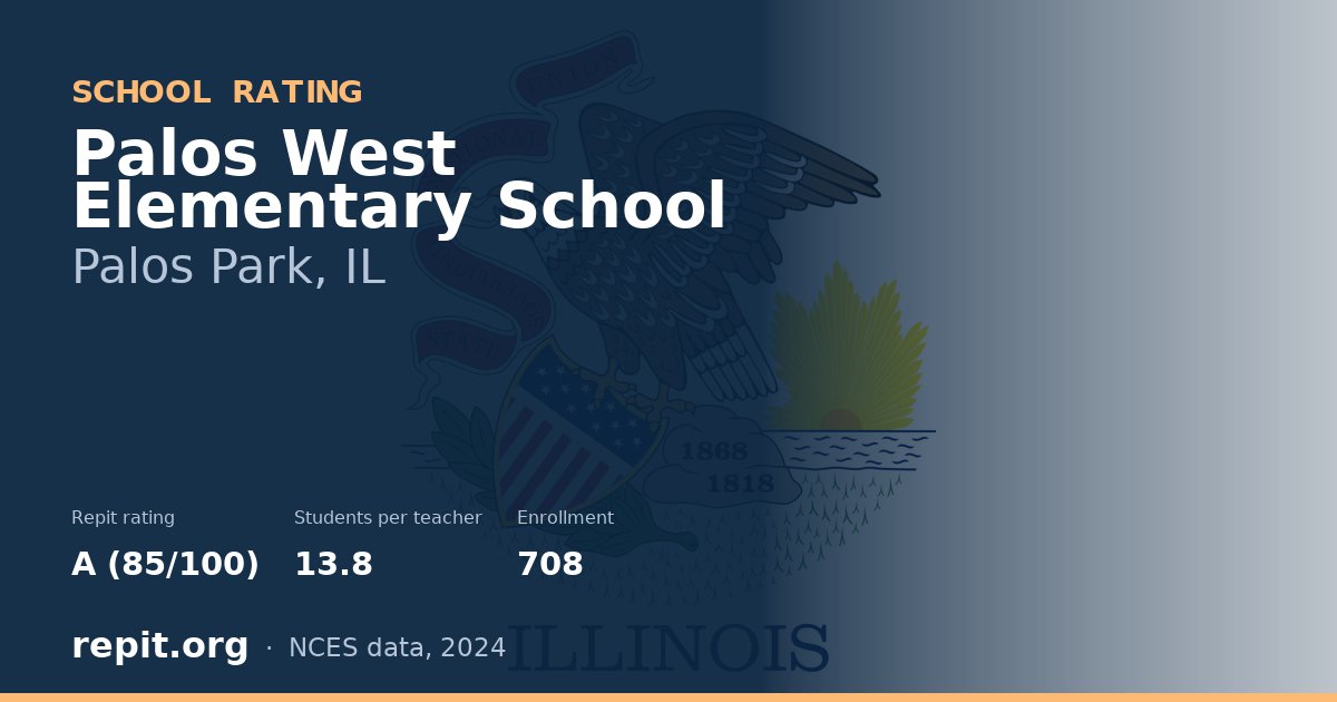 Palos West Elementary School, Palos Park, IL — Repit school rating A (85/100)