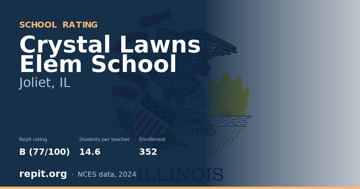Crystal Lawns Elem School, Joliet, IL — Repit school rating B (77/100)