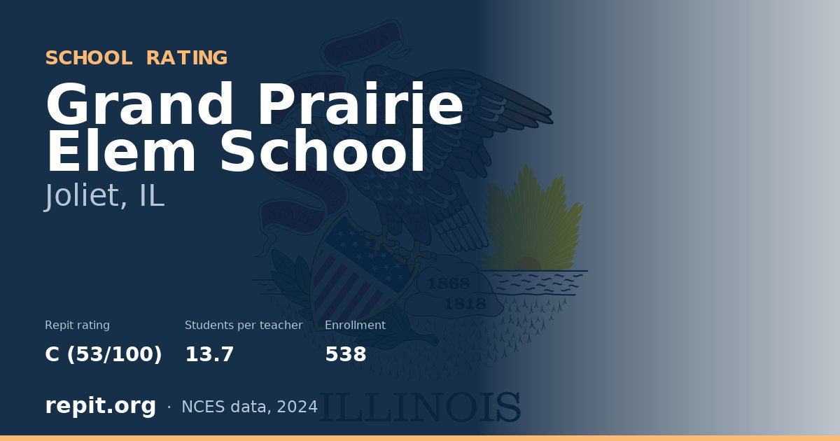 Grand Prairie Elem School, Joliet, IL — Repit school rating C (53/100)