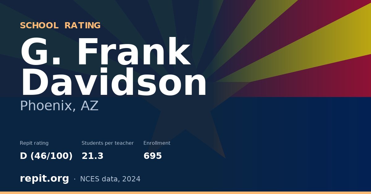 G. Frank Davidson, Phoenix, AZ — Repit school rating D (46/100)