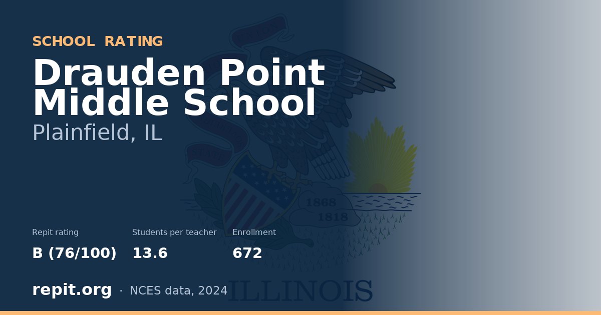 Drauden Point Middle School, Plainfield, IL — Repit school rating B (76/100)