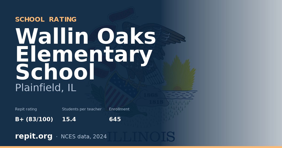 Wallin Oaks Elementary School, Plainfield, IL — Repit school rating B+ (83/100)