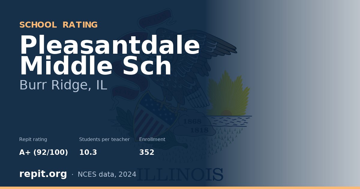 Pleasantdale Middle Sch, Burr Ridge, IL — Repit school rating A+ (92/100)