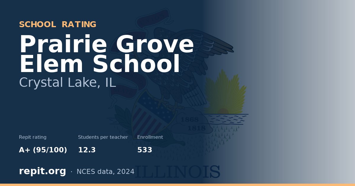 Prairie Grove Elem School, Crystal Lake, IL — Repit school rating A+ (95/100)