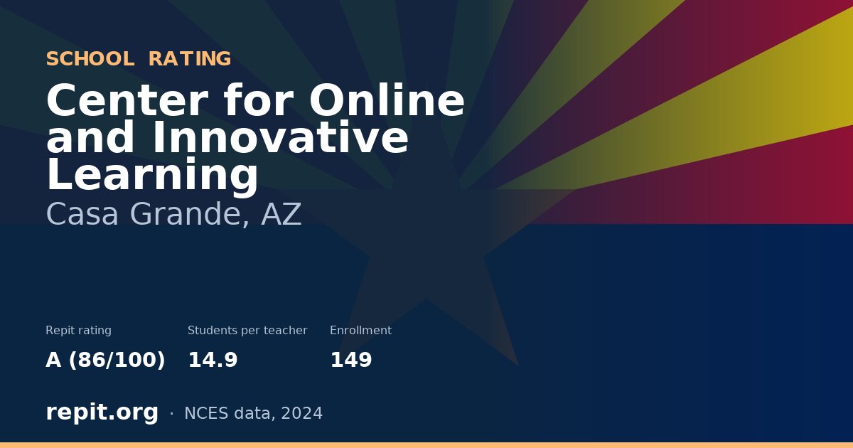 Center for Online and Innovative Learning, Casa Grande, AZ — Repit school rating A (86/100)