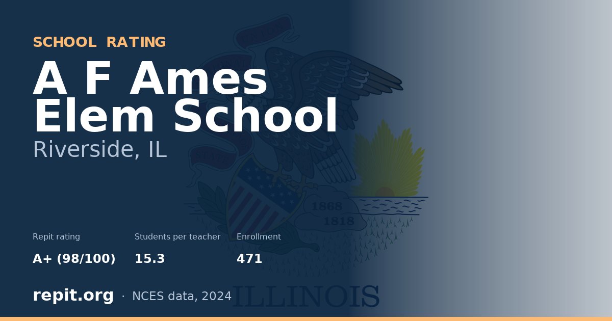 A F Ames Elem School, Riverside, IL — Repit school rating A+ (98/100)