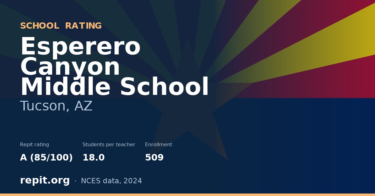 Esperero Canyon Middle School, Tucson, AZ — Repit school rating A (85/100)