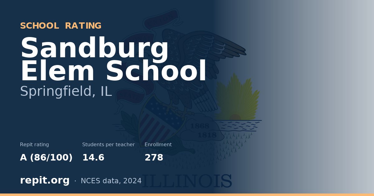 Sandburg Elem School, Springfield, IL — Repit school rating A (86/100)