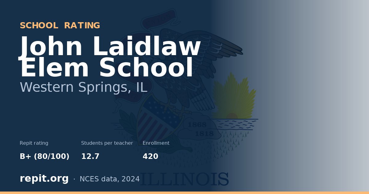 John Laidlaw Elem School, Western Springs, IL — Repit school rating B+ (80/100)