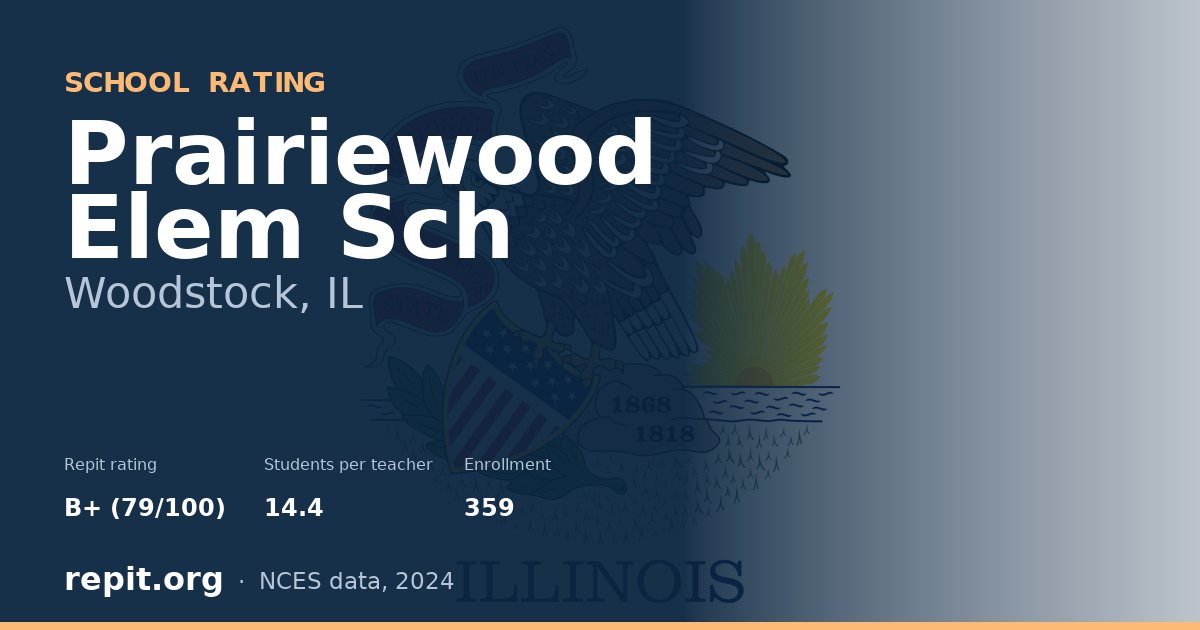 Prairiewood Elem Sch, Woodstock, IL — Repit school rating B+ (79/100)