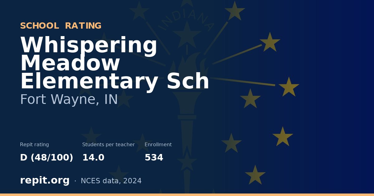 Whispering Meadow Elementary Sch, Fort Wayne, IN — Repit school rating D (48/100)