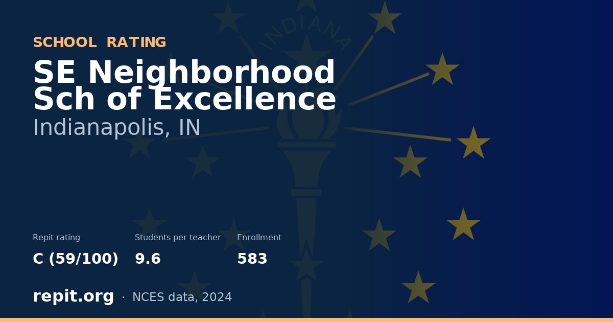 SE Neighborhood Sch of Excellence, Indianapolis, IN — Repit school rating C (59/100)